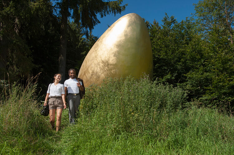 Wandertaxi WaldSkulpturenWeg- das goldene Ei 